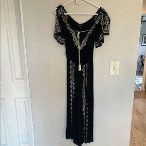 Lulu's Black and Cream Embellished Jumpsuit